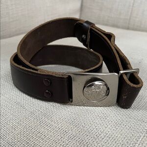 VINTAGE Scouts Two Piece Buckle Adjustable Belt Real Leather Made in England